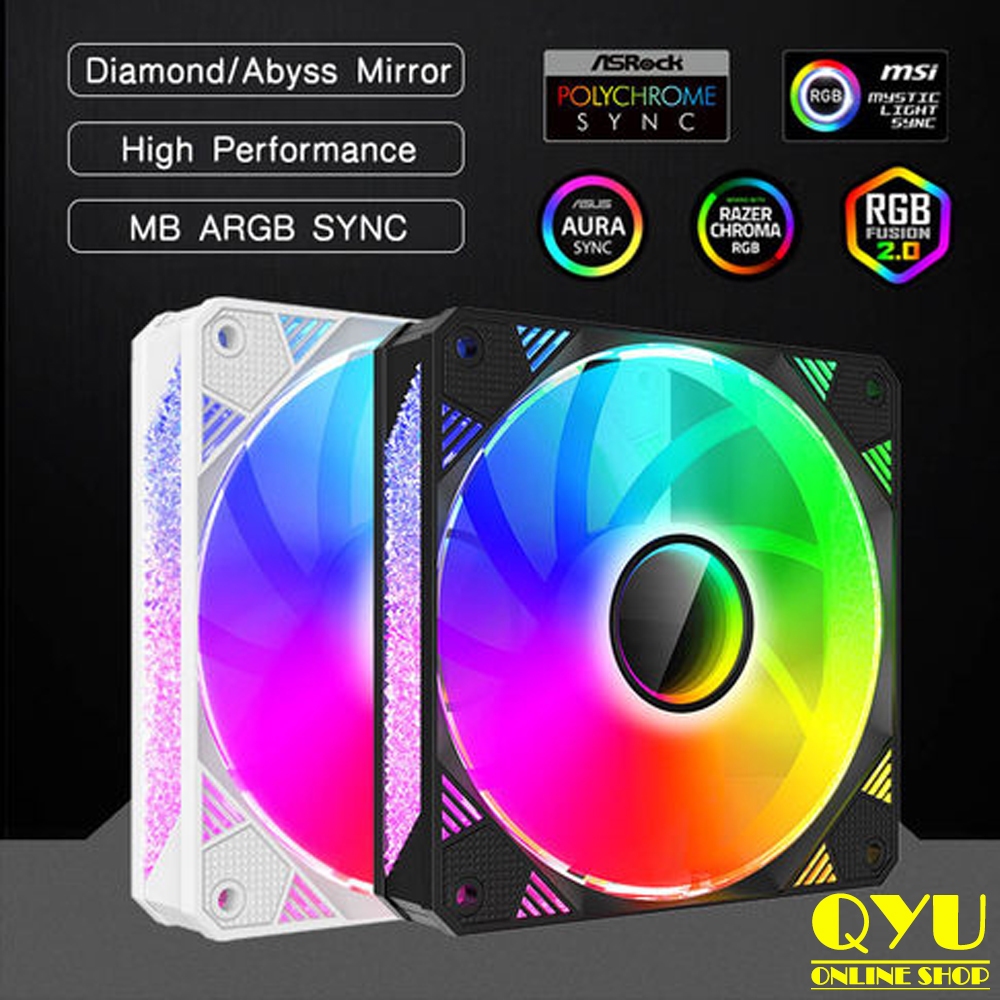 Fan Casing 12cm RGB Infinite Deep Mirror Kristal PWM 4 pin + ARGB 3 pin / Fan Case RGB / Fan RGB