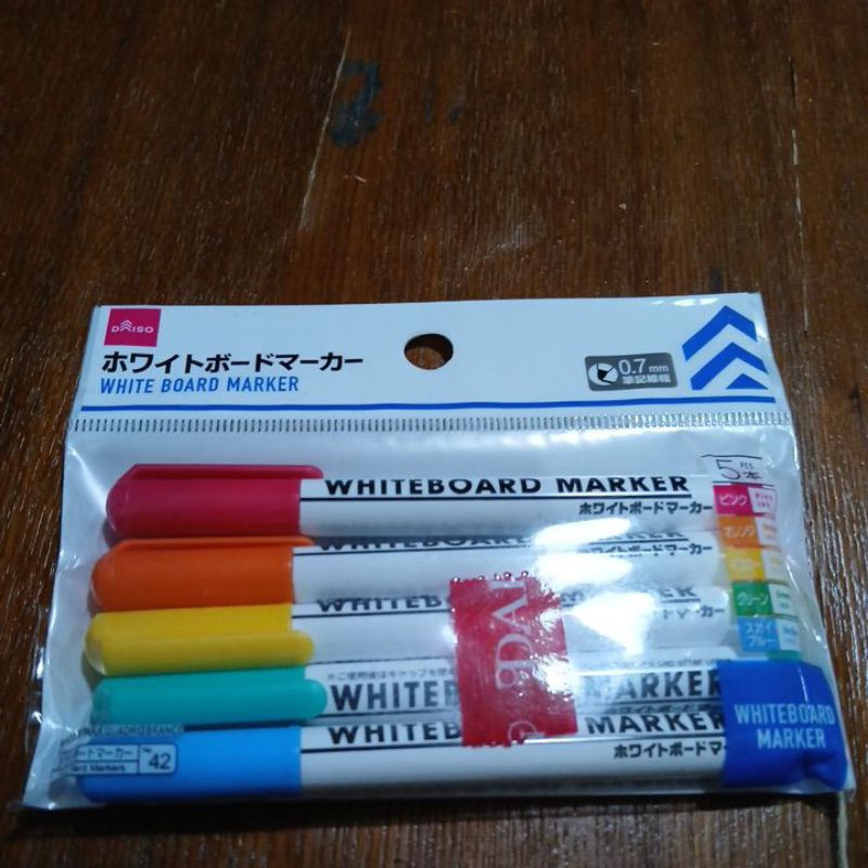 

DAISO spidol papan tulis whiteboard marker bisa dihapus ukuran kecil kecil pena 0.7mm 5pc TC-0375