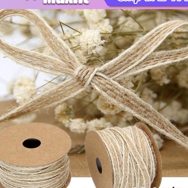 

FG2 1M Roll Kain Pita Hampers Goni Rustic Vintage Decor Tali Rami Craft Dekor Souvenir Florist Wrapping Lebar 6Cm