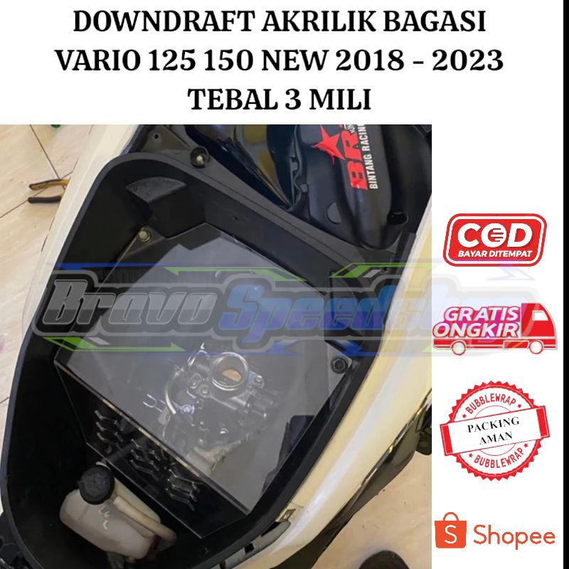 Akrilik bagasi vario 125 150 led new cover bagasi sekat bagasi akrilik tebal 3 mili pnp vario 125 15