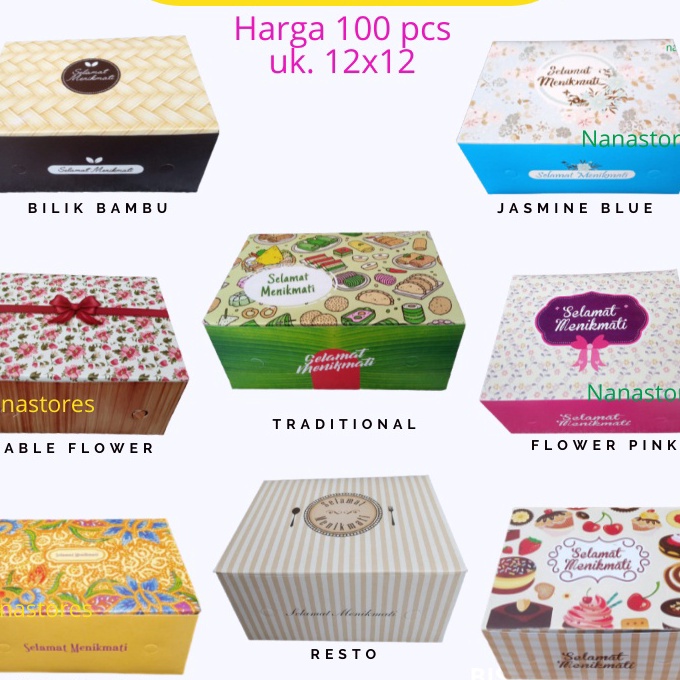 

Terjangkau 1 Pcs Dus Kue Ukuran 12x12 Snack Box Dus Snack Dus Kue Basah