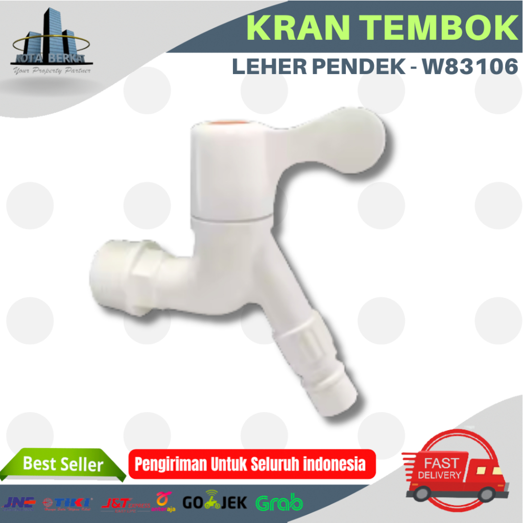 KRAN AIR TAMAN PVC / KRAN TEMBOK LESSO / KRAN MESIN CUCI LEHER PENDEK