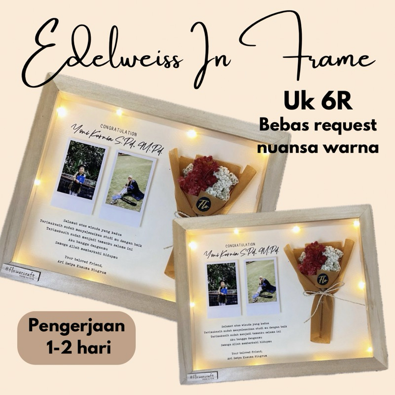 (6R) FRAME BUNGA / FRAME KADO WISUDA / KADO NIKAH / KADO UNIK / KADO MURAH MERIAH