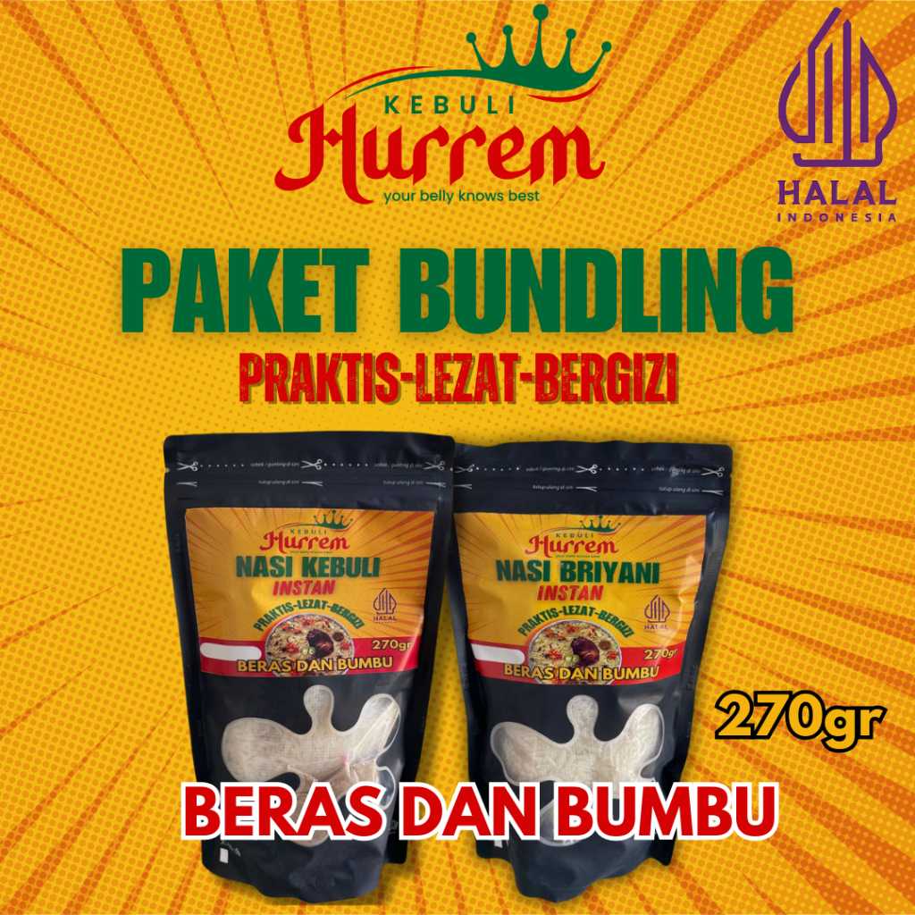 

PAKET BUNDLING KEBULI DAN BRIYANI INSTAN PRAKTIS CUKUP UNTUK 4-6 PORSI