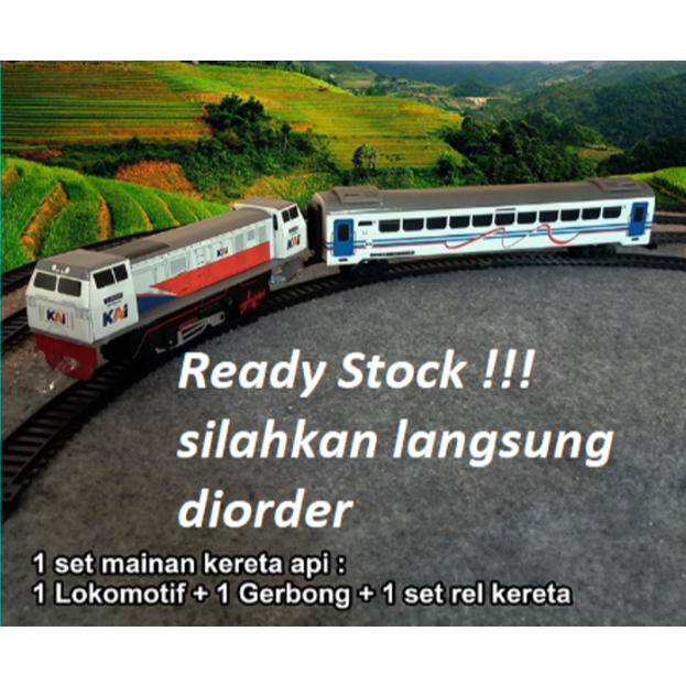Mainan miniatur Kereta Api Indonesia - full set Loko dan Gerbong Rangkaian Kereta Api ( handmade )