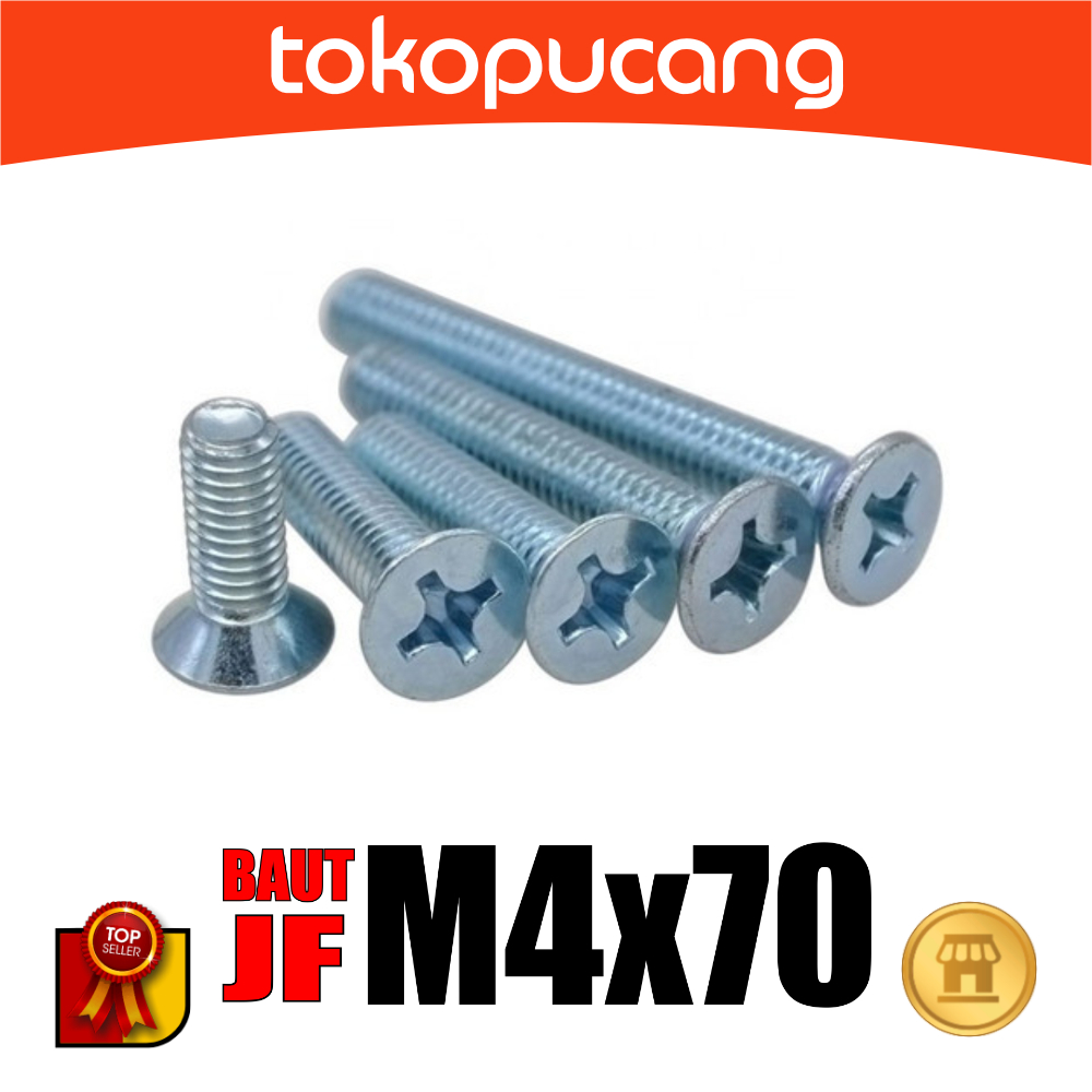 100pcs Baut JF M4X70 mm Baut Obeng Plus M4x70mm Baut Plus M4 x 70mm