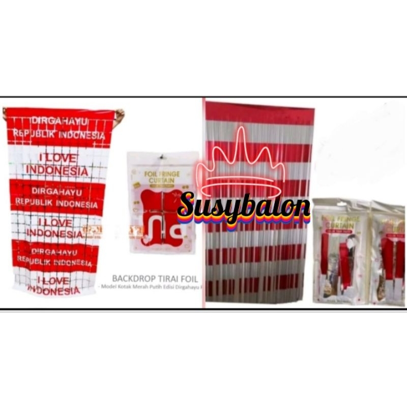 Tirai Merah Putih Dirgahayu Hut Ri/Tirai Kotak Dirgahayu/Tirai Dekorasi Merah Putih Hut Ri