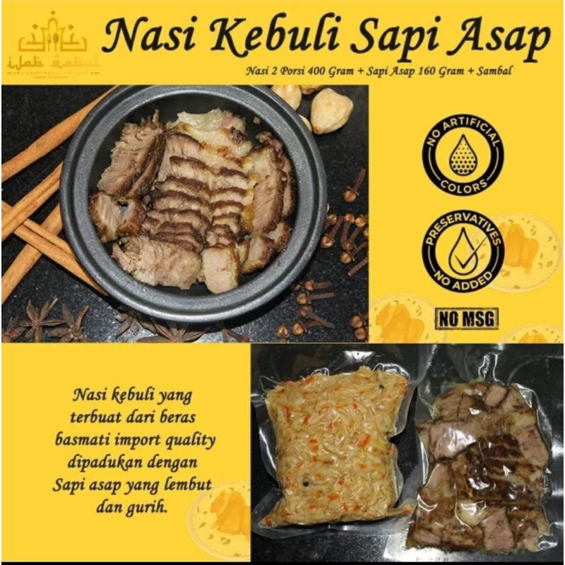 

Frozen Nasi Kebuli Sapi Asap / Nasi Briyani / Nasi Mandhi / Ready to Eat