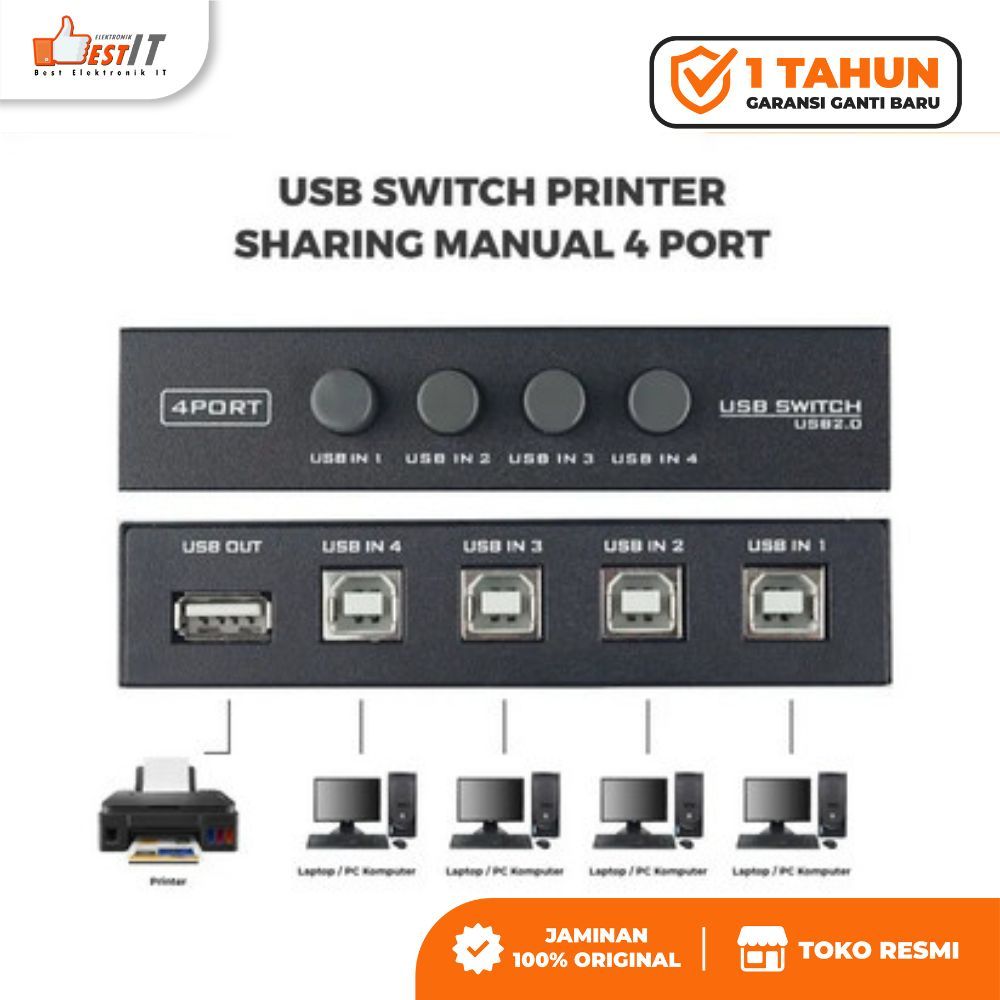 USB Printer Manual Switch 4 Port NYK