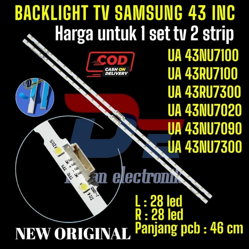 BACKLIGHT TV SAMSUNG 43 INC UA 43NU7100 43RU7100 43NU7020 43NU7090 43NU7300 43RU7300 UA43NU7100 UA43