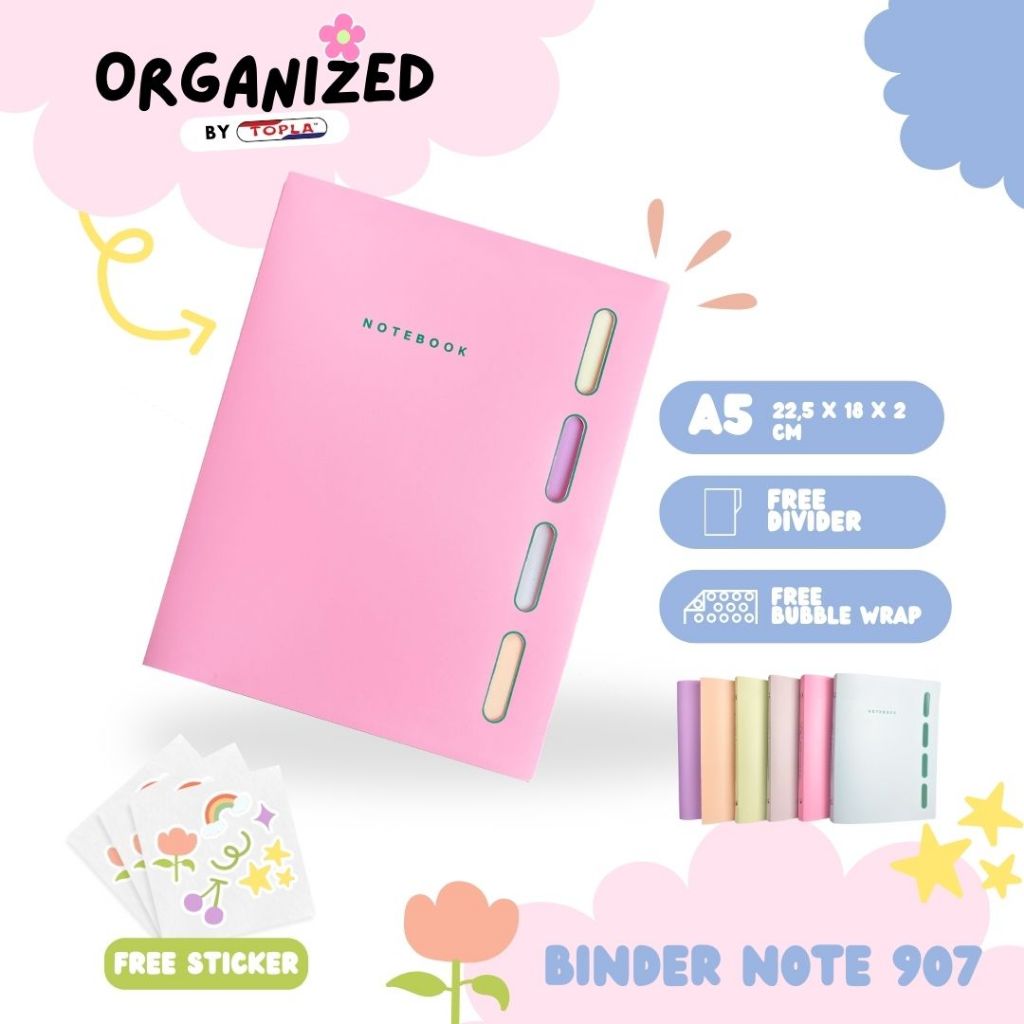 

Binder note 907 buku caatatan note book agenda sekolahan dan kuliah ukuran A5 20 ring Topla