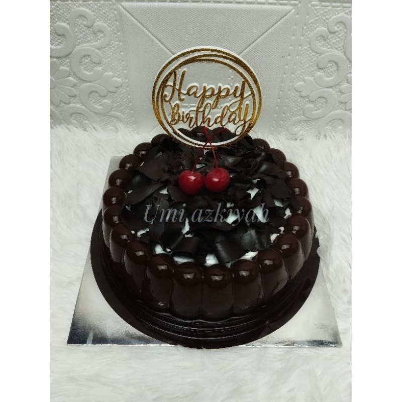 puding ulang tahun coklat, 20 cm, free Vla&topper