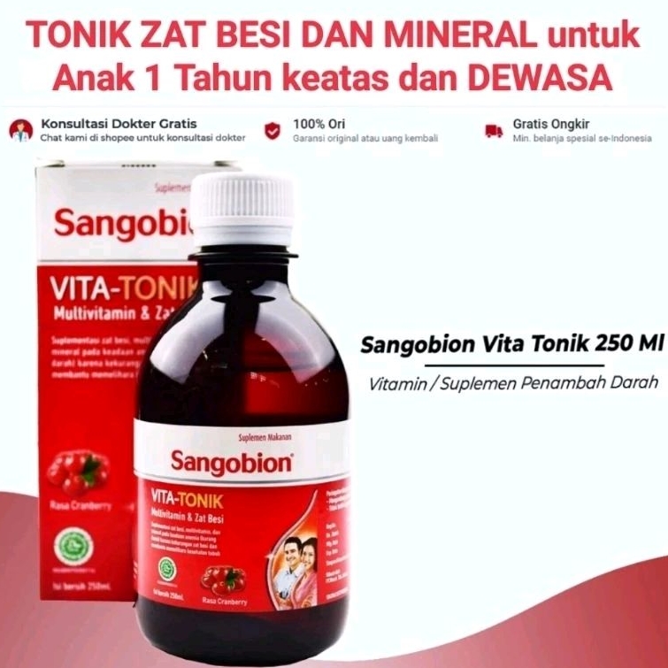 Sangobion Sirup VITATONIK penambah darah/zat besi/anemia anak dan dewasa Vita Tonik