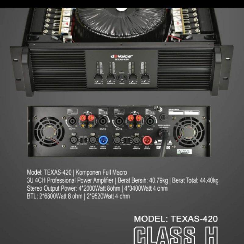 Power dBvoice Texas 420 original amplifier 4channel dB Voice texas-420 Class H Full Macro