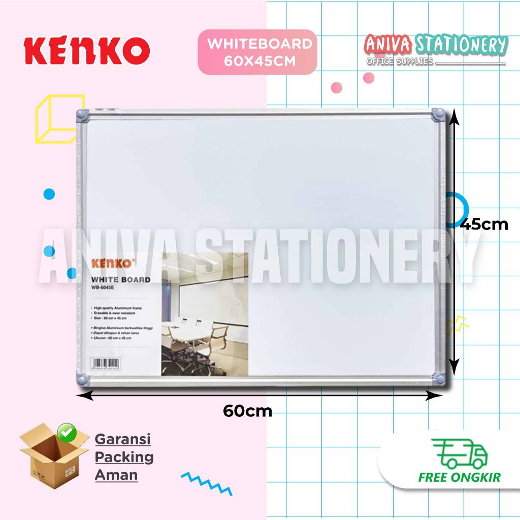 

KENKO MAGNETIC WHITEBOARD PAPAN TULIS MAGNETIK 60 x 45 CM