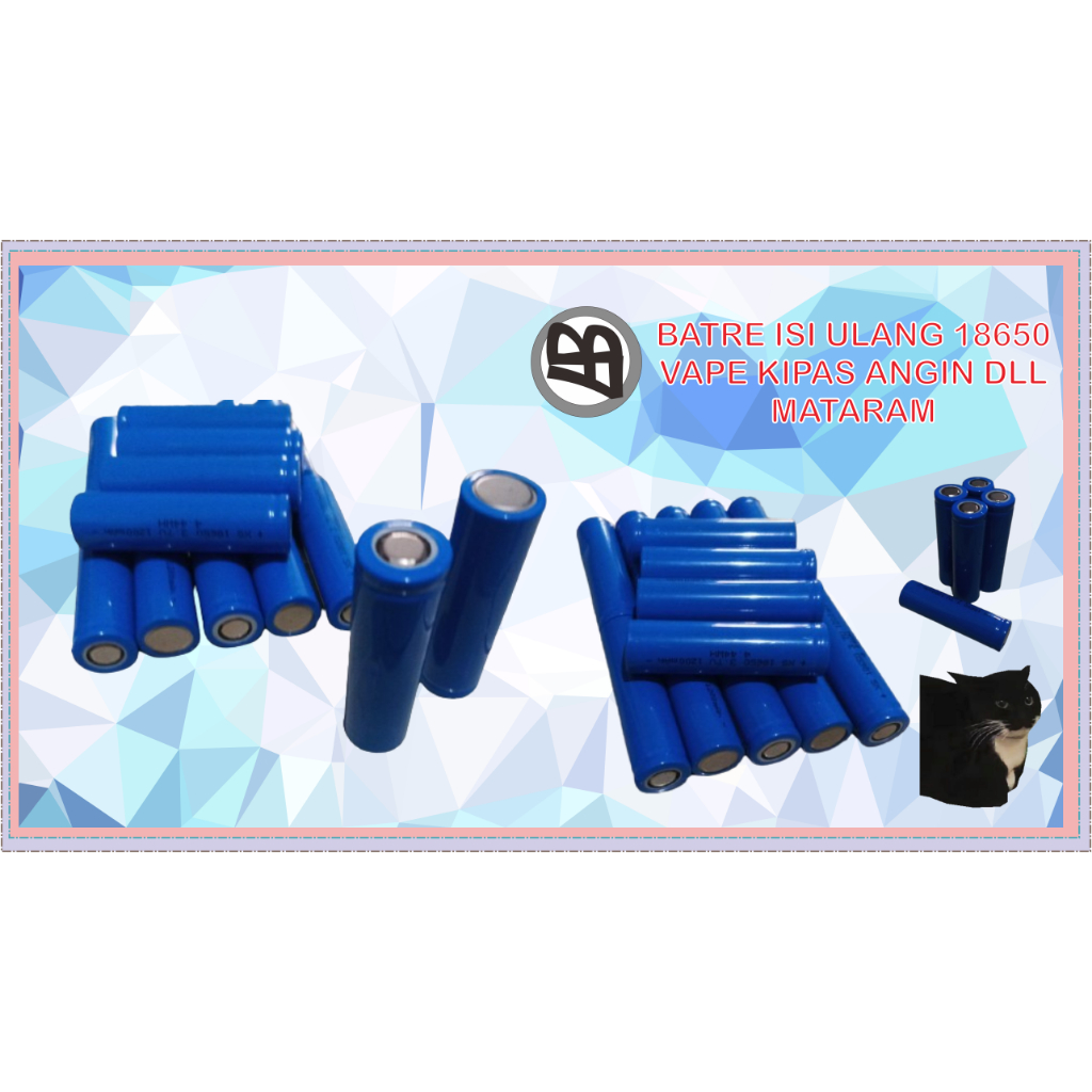 BATRE ISI ULANG 18650 VAPE KIPAS ANGIN DLL REMBIGA