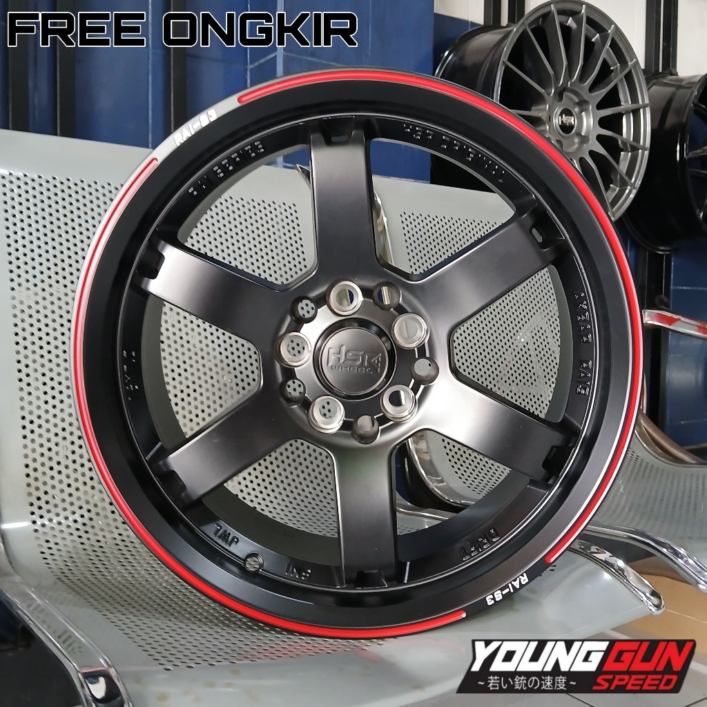 pelek mobil sienta ertiga xpander civic fd ring 16 velg racing r16 hsr rai s3 black red