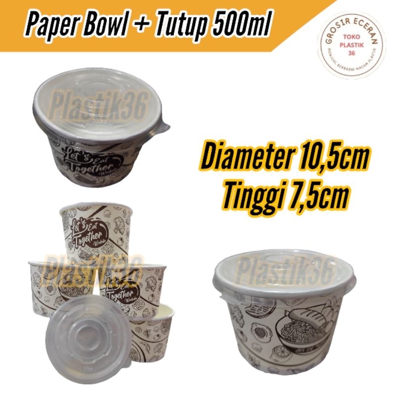 Paper Bowl + Tutup 50pcs | Rice Bowl | 500ml