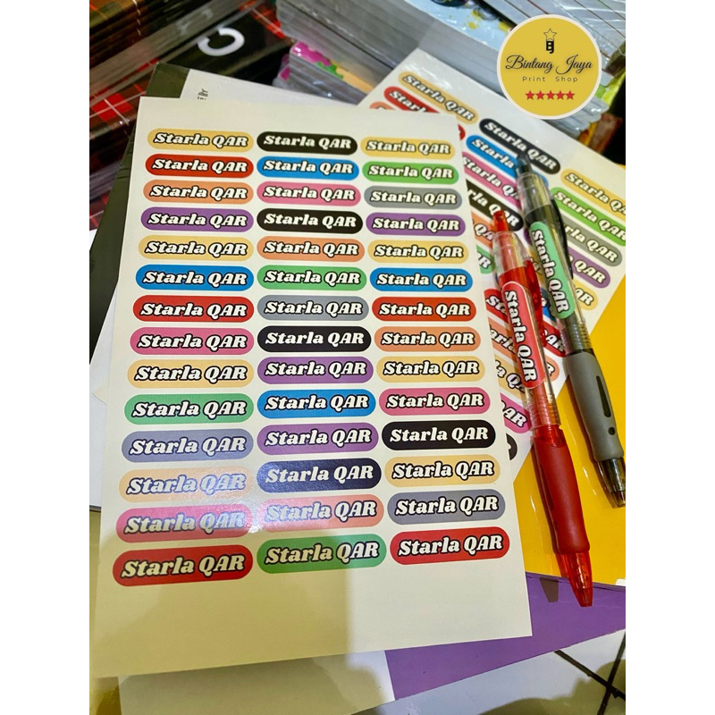 

STIKER NAMA UNTUK PENSIL / bolpoin isi 42pcs / bintang jaya print tasikmalaya