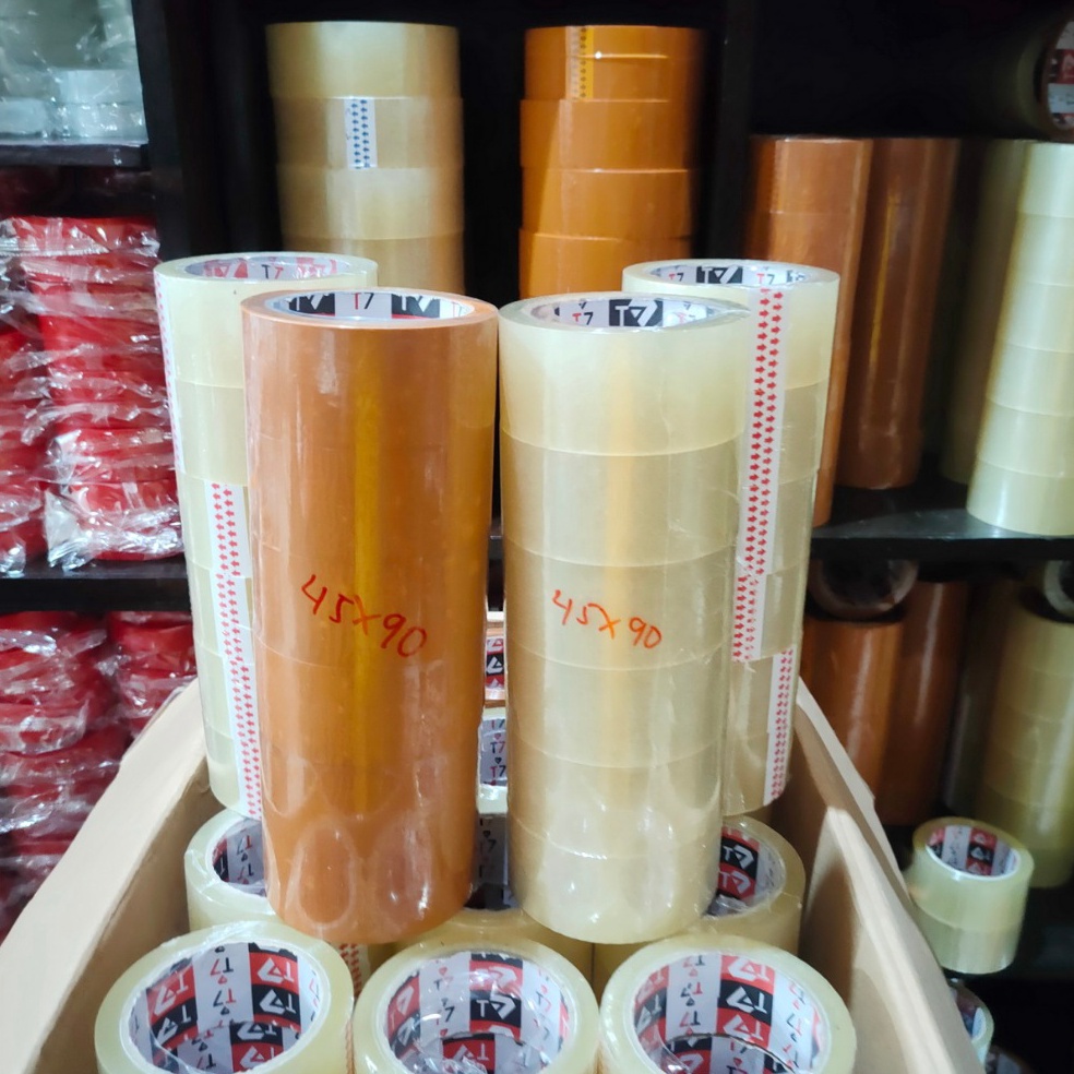 

KODE D8H Lakban 1 Pack Isi 6 Roll Murah Bening Coklat 45mm x 9 Yard 2 Inch Selotip Opp Tape Packing Isolasi Transparan