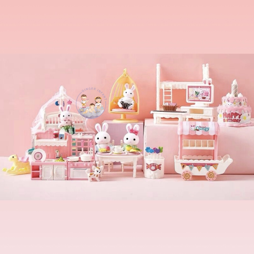 KODE P67T mainan boneka rumah rumahan playhouse doll boneka kelinci pretend play mainan rumah rumaha