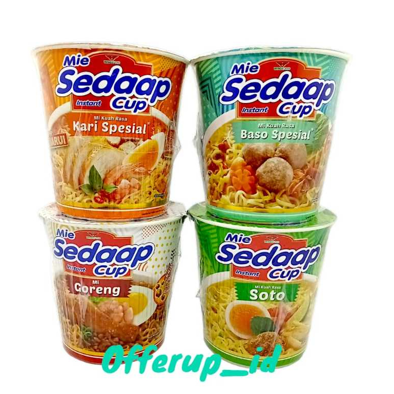 

Mie Sedap Cup Instant Baso Spesial Goreng Soto Kari Spesial