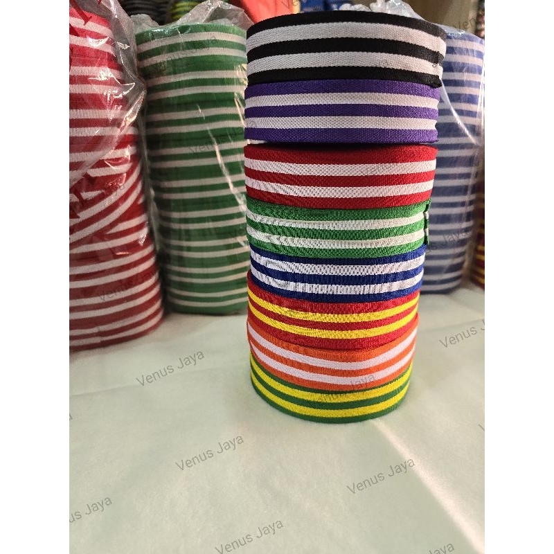 

PITA MEDALI/TALI MEDALI MERAH PUTIH / WARNA WARNI UNTUK PIAGAM/ TROPHY/ PIALA - LEBAR 3CM (PER ROLL ±25M)