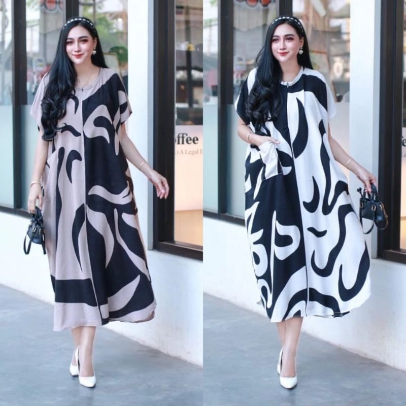 Daster Ginny Jumbo Ld140 Rayon Premium / Daster Kekinian Bahan Rayon Adem | Daster Viral Home Dress 