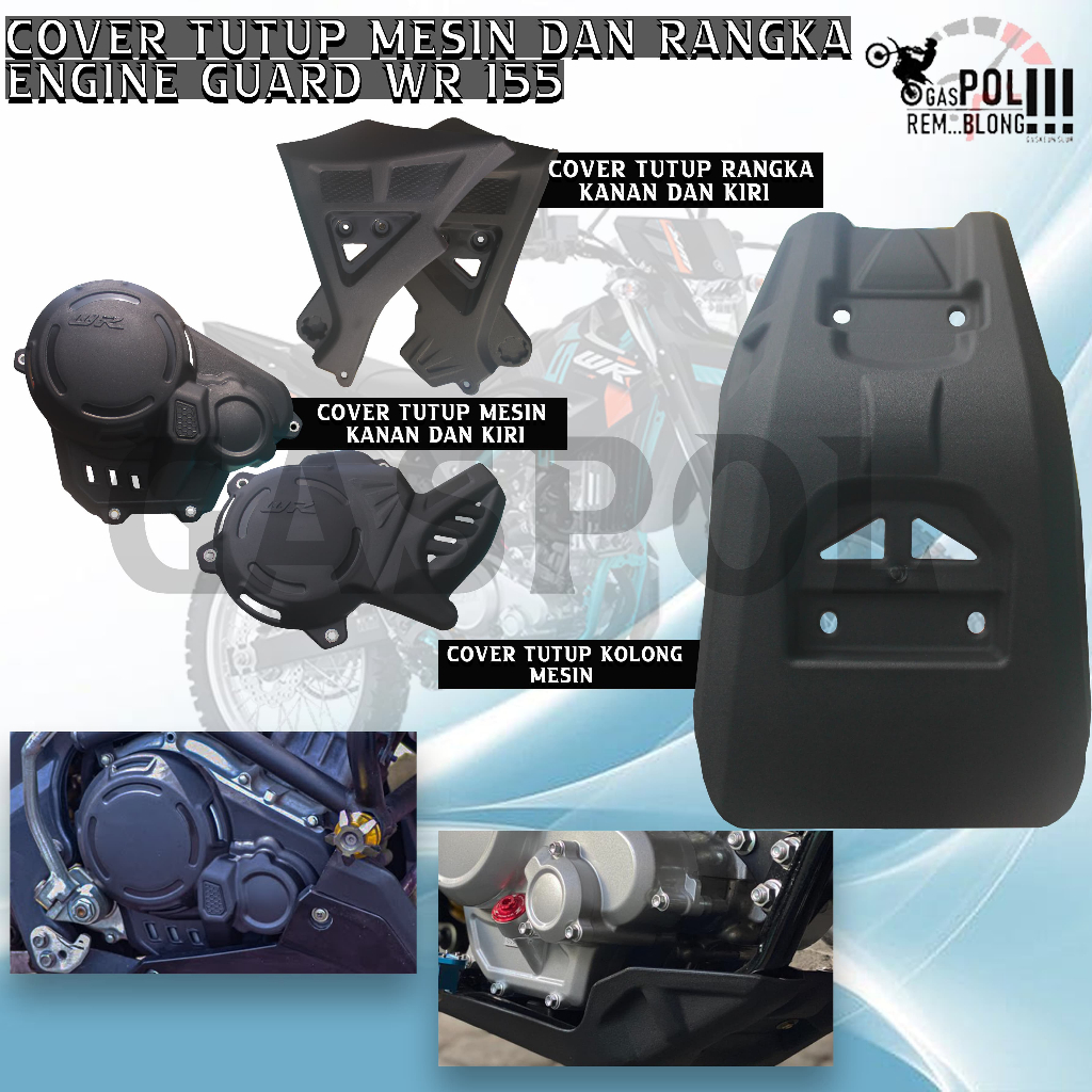 ENGINE GUARD WR 155 WR155 TUTUP MESIN COVER RANGKA FULL SET YAMAHA MOTOR TRAIL CROSS SUPERMOTO PNP