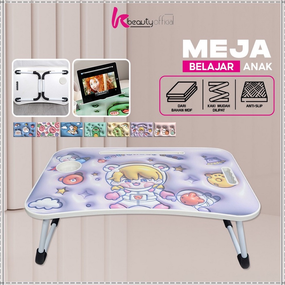 Sudah READY KBC928 Meja Lipat Karakter Gambar 3D Portable Multifungsi  Meja Belajar Anak Motif 3D An