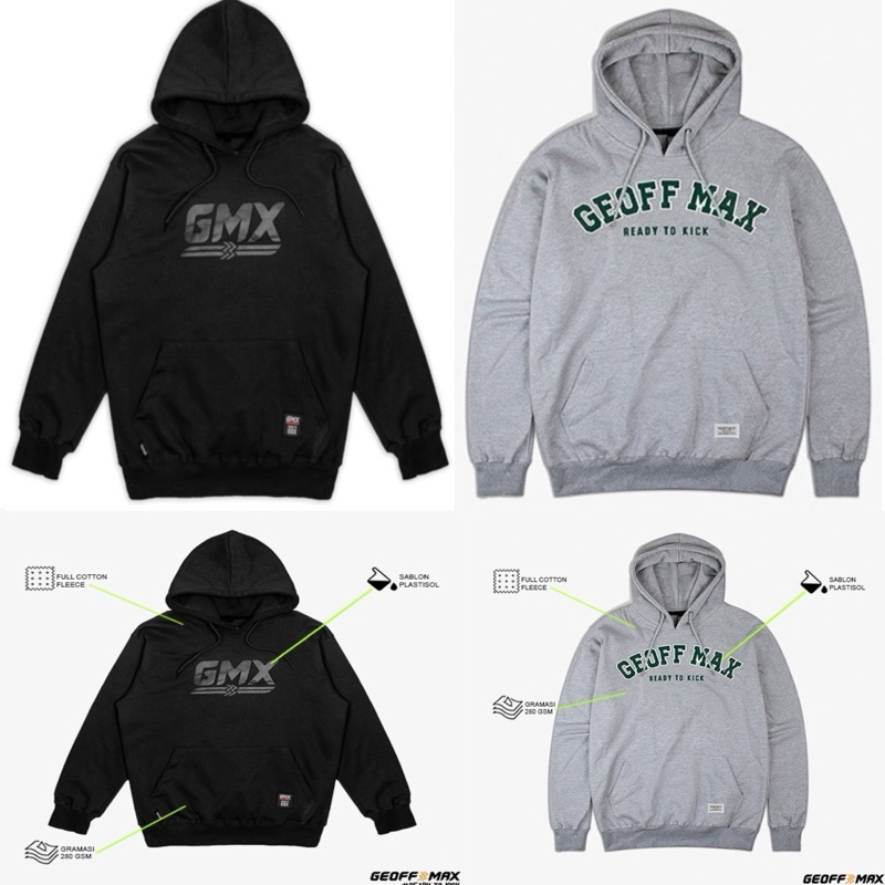 Hoodie Geoff Max Original - Pullover Black On Black II | Escuela Grey| Hoodie | Jacket Pria | Hoodie