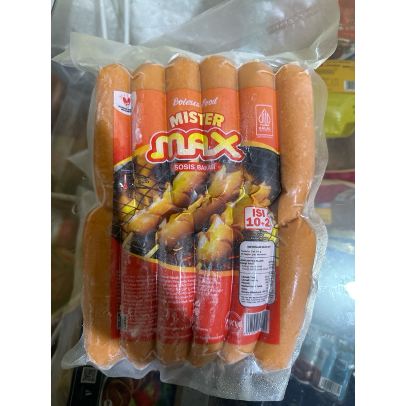 

sosis mister max isi 12 berat 500gr cocok untuk sosis bakar dan aneka jualan lainnya