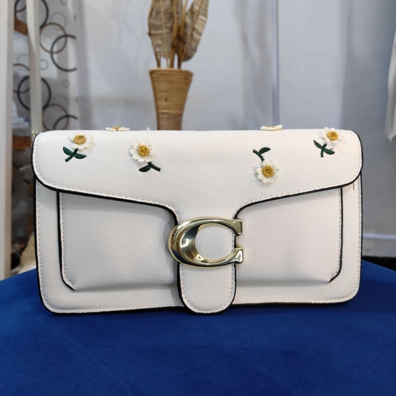 coach motif putih sling dan shoulder bag