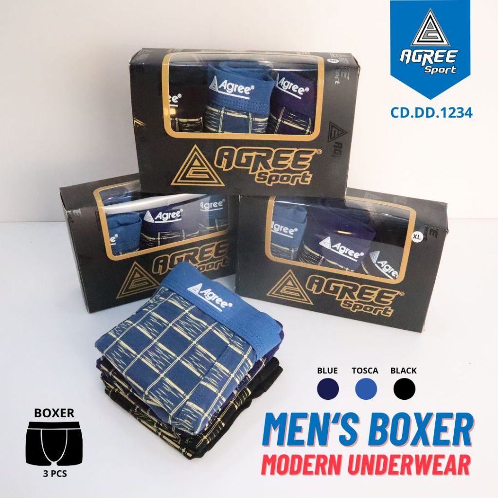 Boxer Agree Sport 1234 | Boxer Agree Sport Pria | Boxer Pria Dewasa | Boxer Bahan Katun