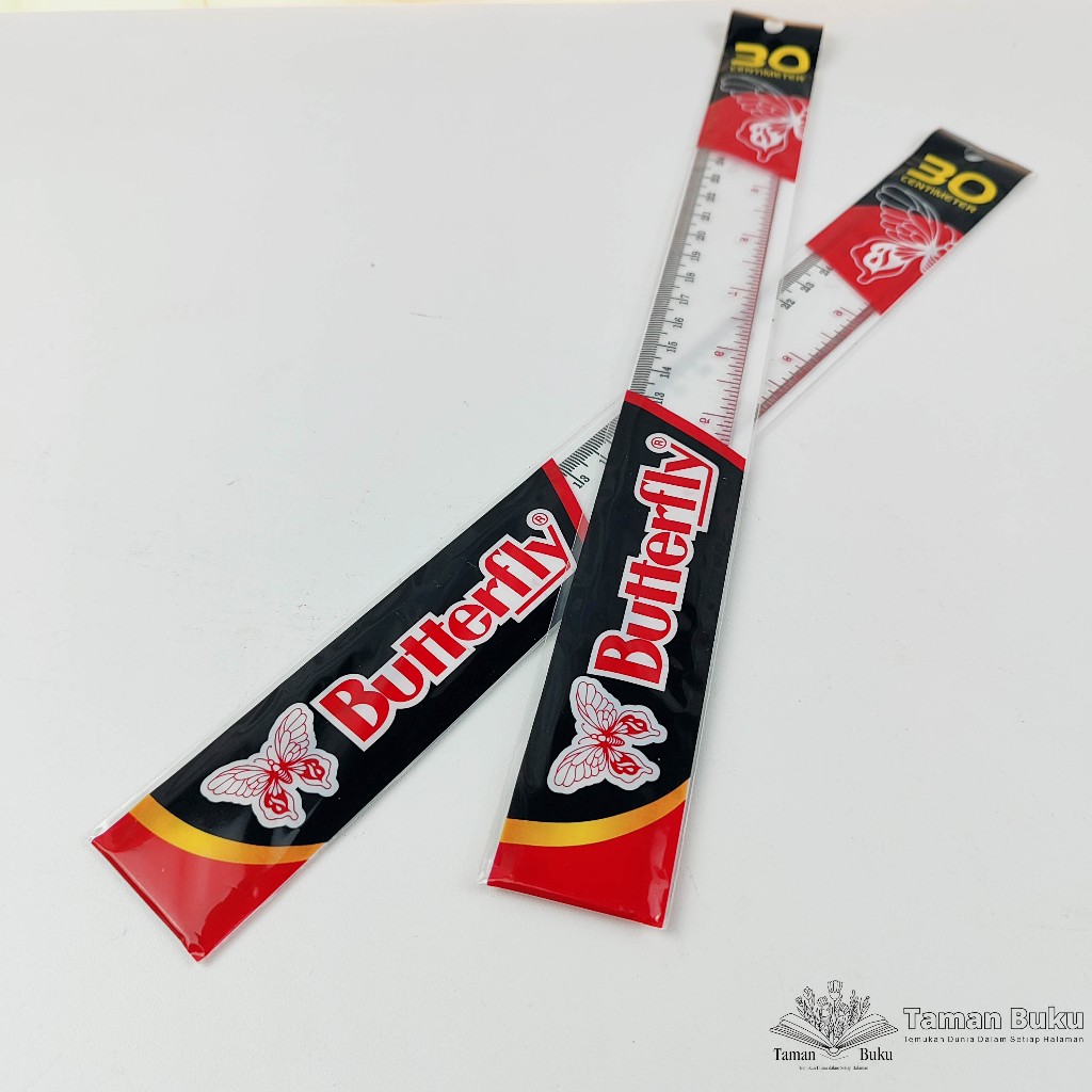 

Penggaris Butterfly 30/15 cm Mistar Ruller panjang Transparan
