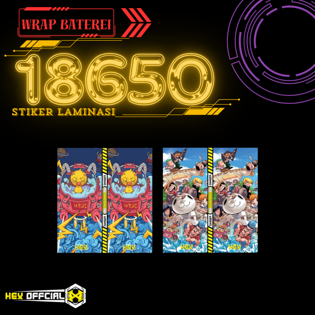 

HEX - Cutting Stiker Vinyl Wrap Beterai 1 8 6 5 0 Chbi laminasi Premium