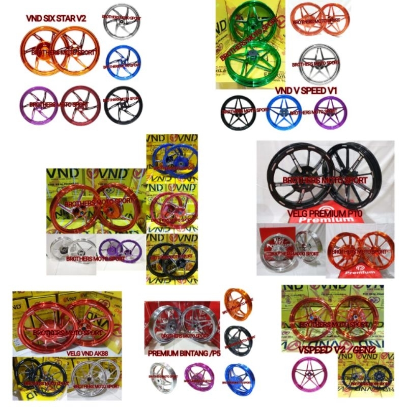 velg premium bintang mio velg six star v2 mio soul velg vspeed v2 mioj mios velg ak55 ring 14 soul g
