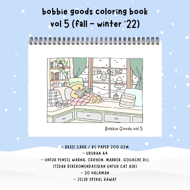 

KODE L4P5 Bobbie Goods Coloring Book Vol 5 Fall Winter 22 2 halaman buku mewarnai kertas BC tebal 2 gsm