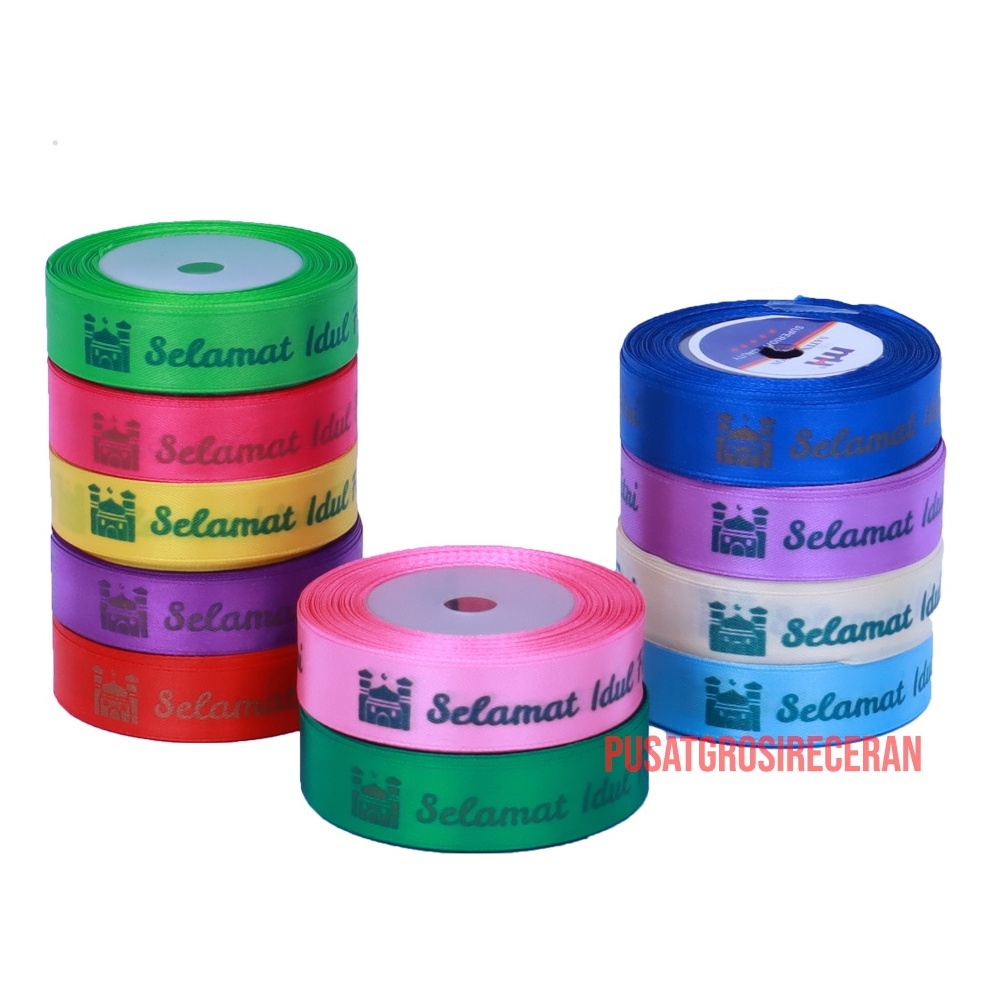 

SUPER BIG SALE Pita Lebaran Wrapping Selamat Idul Fitri Saten Pita Hampers Parcel Ramadhan