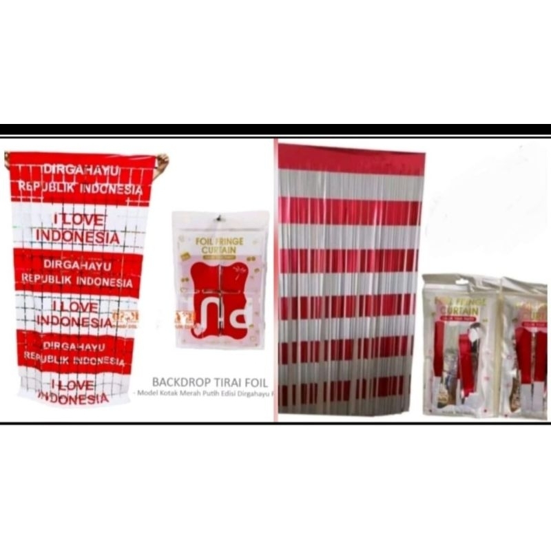 Tirai Merah Putih Dirgahayu/Tirai Kotak Dirgahayu Hut Ri/Tirai Dekorasi Merah Putih Hut Ri