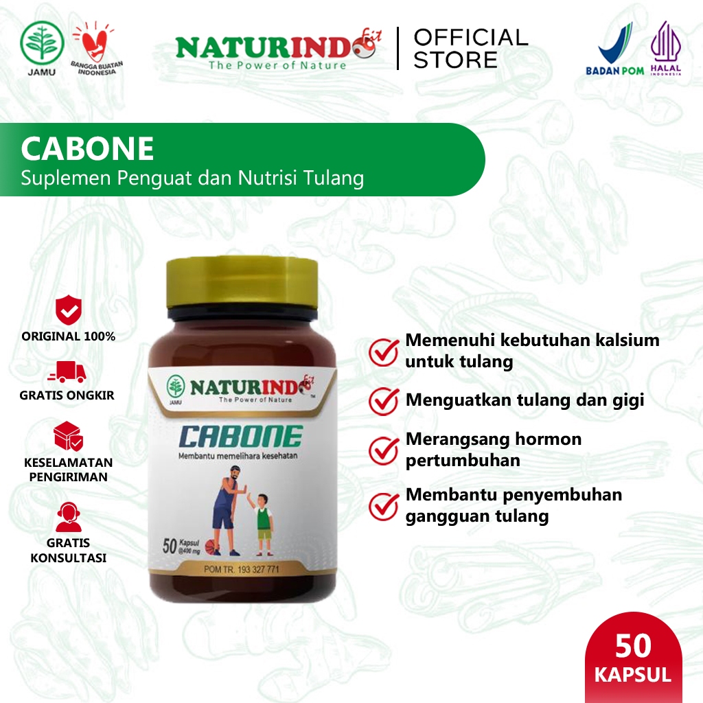 NATURINDO FIT - CABONE | Suplemen Kalsium Penguat Tulang Pertumbuhan Tulang | Obat Ampuh Penyembuhan