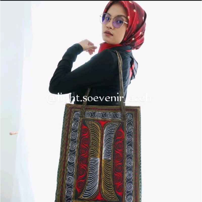 Tas Tote Bag Bordiran Pintu Aceh/Tas Jinjing Khas Aceh/Tas laptop Khas Aceh