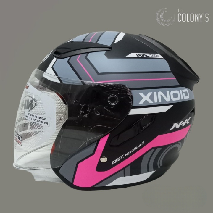 HELM NHK R1 XINOID NHK R-1 XINOID BLACK PINK DOFF DOUBLE VISOR