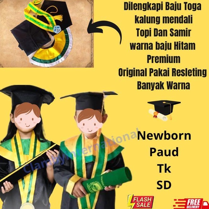 KODE P6G2 Baju Toga Wisuda SDTKPAUD Grade A Quality Baju Anak Photoshoot Bayi Jubah Baju Kelulusan W