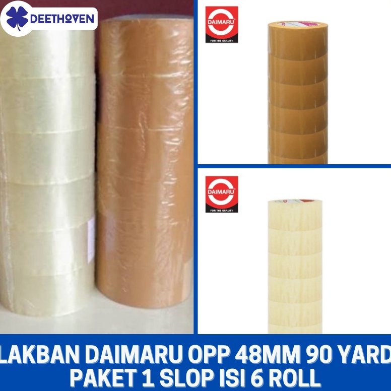 

KODE R1G Paket 1 Slop Isi 6pcs Daimaru OPP Lakban 48 mm x 9 Yard