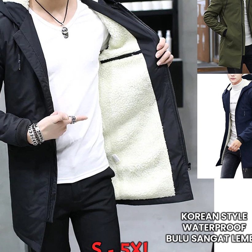 KF7 Jaket pria casual kekinian SHERPA  jaket pria korean style  jaket sherpa  long coat pria korea  