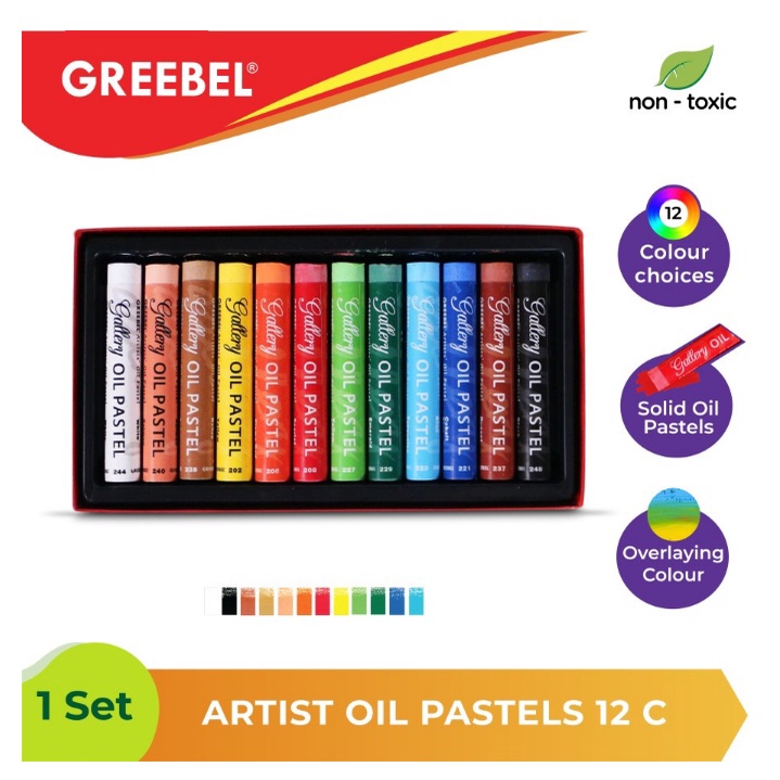 

PRODUK UNGGULAN Crayon oil pastel 12 warna Greebel artist