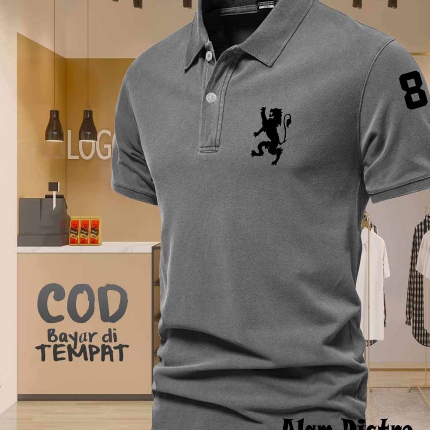 KI3 COD Tshrit POLO kerah Singa 8 Text Hitam Kaos Kerah Dewasa Shirt  Kaos Wangki Pria Polo  Kaos Se