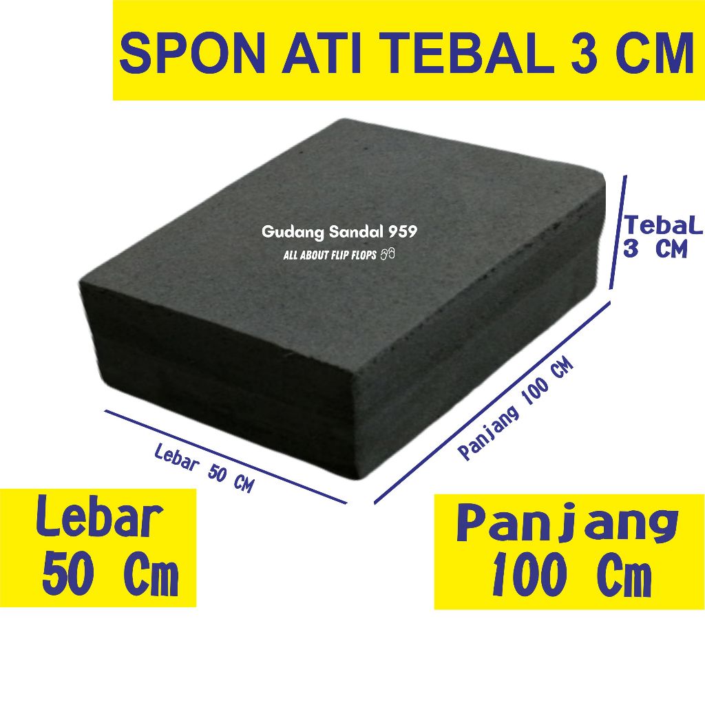 SPON ATI / BUSA ATI / SPON EVA TEBAL 3 CM WARNA HITAM UKURAN 50 CM X 100 CM