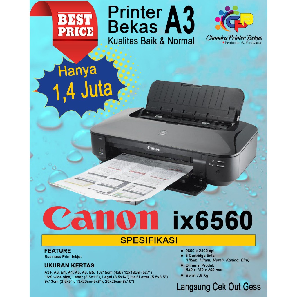 Canon Pixma ix 6560 printer A3+